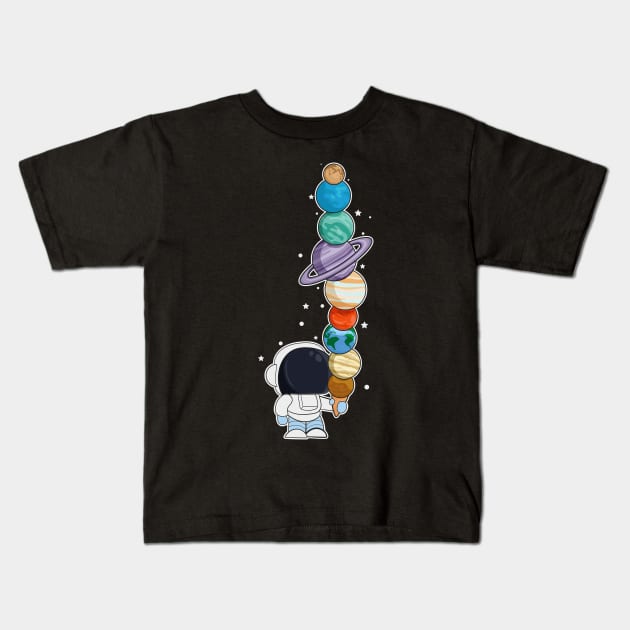 astronaut with ice cream Kids T-Shirt by PaperHead